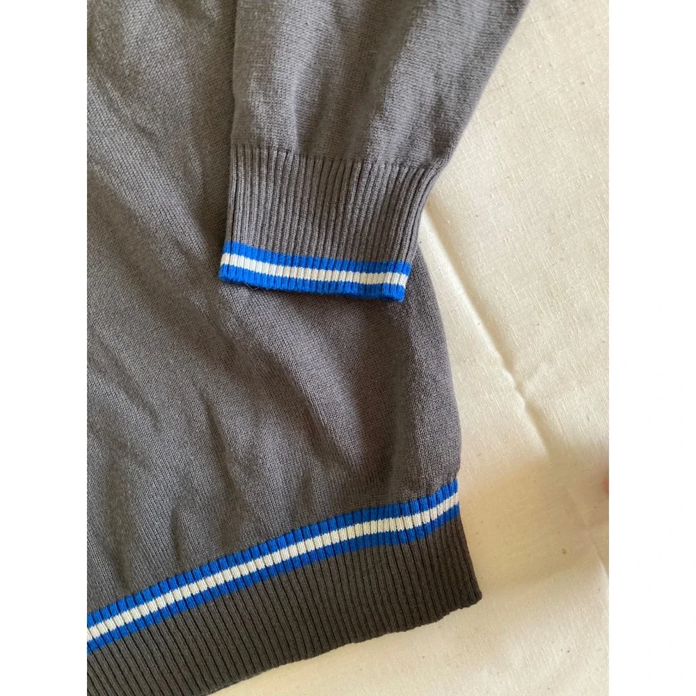 Harry Potter Ravenclaw Grey V-Neck Sweater Blue White Stripes Large 01620863